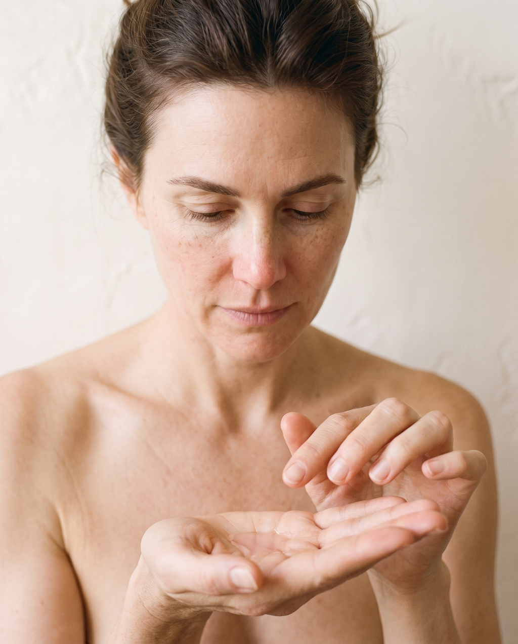 Serum dispensed into the palm